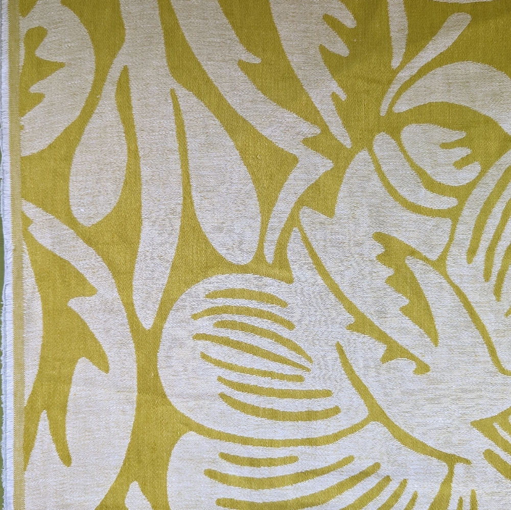 Scalamandre fabric deco flower chartreuse 45" x 56" w full width, lightly backed